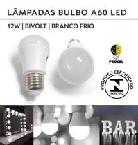 Kit 5 Lâmpadas Bulbo A60 Super LED 12W E27 Bivolt Luz Branca Fria/6000K