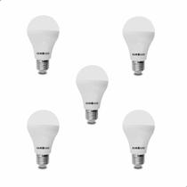 Kit 5 Lâmpadas Bulbo Led Bivolt 6500k E27 9w Branco Frio