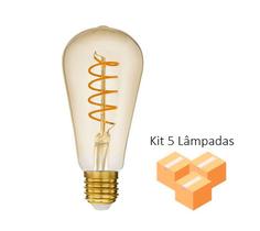 Kit 5 Lâmpadas de Filamento LED ST64 Spiral 4W Bivolt