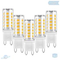 Kit 5 Lâmpadas De Led Halopin G9 3W Branco Quente (3000K)