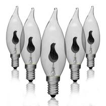 Kit 5 Lâmpadas Decorativas Vela Chama Vf-32 E-14 3w 127v