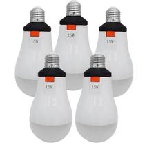 KIT 5 Lâmpadas Emergenciais LED Recarregáveis com 12h de Funcionamento e Bateria Econômica