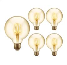 Kit 5 Lâmpadas Filamento LED G95 Decorativa Retrô Vintage Âmbar Bivolt VRS