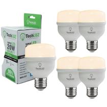 Kit 5 Lâmpadas Led Bulbo 20w Alta Potência Bivolt Branco Quente Techluz