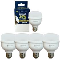 Kit 5 Lâmpadas Led Bulbo 20w E27 Branco Frio Inmetro Luminarte