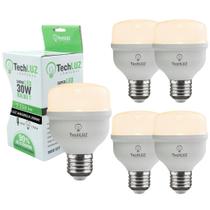 Kit 5 Lâmpadas Led Bulbo 30w Alta Potência Bivolt Branco Quente Techluz