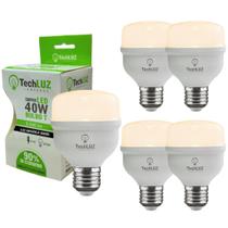 Kit 5 Lâmpadas Led Bulbo 40w Alta Potência Bivolt Branco Quente Techluz