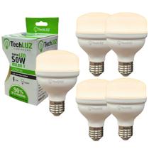 Kit 5 Lâmpadas Led Bulbo 50w Alta Potência Bivolt Branco Quente Techluz