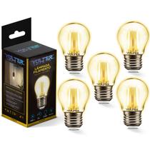 Kit 5 Lâmpadas Led retro Bolinha G45 2w Filamento Volter Bivolt E27 2200k 180lm Branco Quente