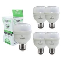 Kit 5 Lâmpadas Led Super Bulbo 30w Alta Potência Bivolt Branco Frio- Techluz
