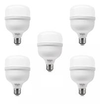 Kit 5 Lâmpadas Led Super Bulbo 40w Alta Potência Bivolt Branco Frio Elgin