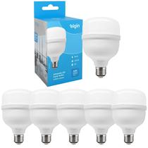 Kit 5 Lâmpadas Led Super Bulbo 50w Alta Potência Bivolt Branco Frio Elgin