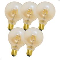 Kit 5 Lâmpadas Mini Balloon Filamento LED Âmbar 2400K - Branco Quente 4W Bivolt Luminatti LM559