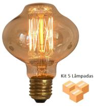 Kit 5 Lâmpadas Retrô Decorativa Vintage Thomas Edison L80