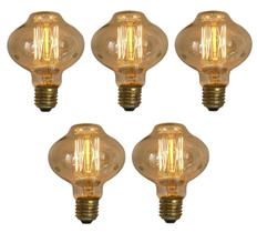 Kit 5 Lampadas Vintage Resistencia Carbono L80 40W 220V Kit 5 Lampadas Vintage Resistencia Carbono L80 40W 220V