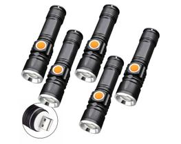 Kit 5 Lanterna Tatica Militar Longo Alcance Recarregavel Usb