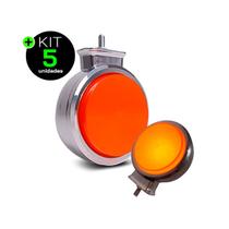 Kit 5 Lanternas Bojuda Foguinho LED Âmbar Laranja Cromada 12V 24V