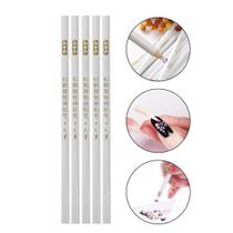 Kit 5 Lápis Pega Strass Decoração Nail Art Manicure Branco