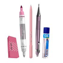 Kit 5 Lapiseira Rosa 0.7 + Grafite+ BPX + Lumini+ Borracha Kit 5 Lapiseira Rosa 0.7 + Grafite+ BPX + Lumini+ Borracha
