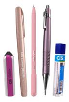 Kit 5 Lapiseira Rosa 0.7 + Grafite + BPX + Lumini + Borracha Kit 5 Lapiseira Rosa 0.7 + Grafite + BPX + Lumini + Borracha