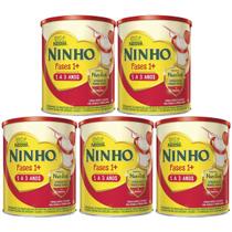 Kit 5 latas leite em pó ninho infantil fases 1+ nestlé 800g