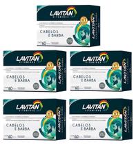 Kit 5 Lavitan Cabelo/Barba 60 Cap Vitaminas P/Homens Biotina