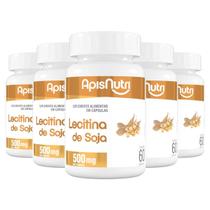 Kit 5 Lecitina De Soja 500Mg Apisnutri 60 Cápsulas