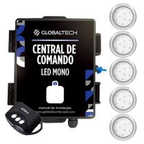 Kit 5 LED Piscina mono 9W Inox + Central de Comando Globaltech Kit 5 LED Piscina mono 9W Inox + Central de Comando Globaltech