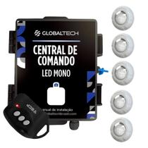 Kit 5 Led Piscina Monocromático 9W + Central + Controle - Luxpool
