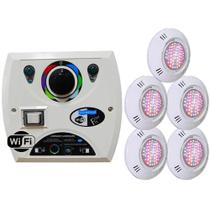 Kit 5 LED Piscina RGB Colorido SMD 5W + Central Wifi Sodramar