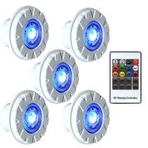 Kit 5 Led Refletores Rgb Para Piscina + Controladora E Fonte