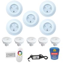 Kit 5 Leds 9w Para Iluminação Piscina 60m² + Módulo + Nichos