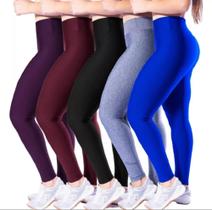 Kit 5 Legging Feminina Grossa Cos Alto Academia Dia A Dia Zero Transparência