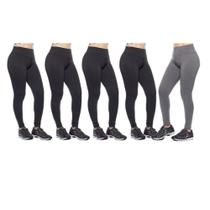 Kit 5 leggings feminina adulto lisa basica suplex fitness uniforme academia ginástica trabalho