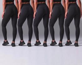 Kit 5 Leggings Femininas Cintura Alta Academia Fitness Zero Transparência Kit 5 Leggings Femininas Cintura Alta Academia Fitness Zero Transparência