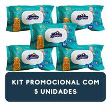 Kit 5 Lenço Umedecido Estrelinhas com 600 lencos