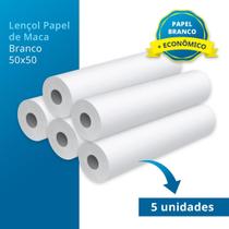 Kit 5 Lençol Descartável De Papel Hospitalar Maca 50x50 Branco