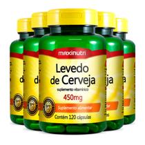 Kit 5 Levedo de Cerveja 450mg Maxinutri 120 Cápsulas Kit 5 Levedo de Cerveja 450mg Maxinutri 120 Cápsulas