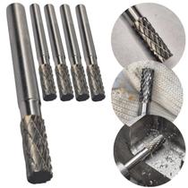 Kit 5 Lima Rotativa Cilíndrica 6mm Metal Duro Desbaste Ferro