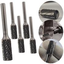 Kit 5 Lima Rotativa Cilíndrica Corte Frontal 12mm Desbaste Inox Ferro