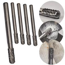 Kit 5 Lima Rotativa Cilíndrica Raio 6mm Metal Duro Desbaste