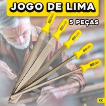 Kit 5 Limas Profissional Aço Reforçado Com Cabo Completo Afiador Molar Enxada Foice Facão