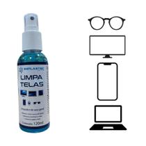KIT 5 Limpa Telas Tira Manchas Poeira Celular Tv Notebooks Tablet 120ml Implastec Limpador Lentes