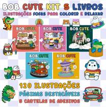 Kit 5 Livros Bob Cute + Adesivos - Ilustrações Fofas Para Colorir e Relaxar 120 Desenhos