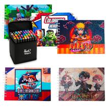 Kit 5 Livros de Colorir Menino Capa Dura + 120 Canetas Kit 5 Livros de Colorir Menino Capa Dura + 120 Canetas