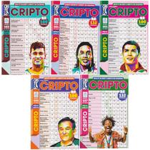 Kit 5 Livros de Passatempos Criptograma 100% Cripto Criptex Puzzle Raciocínio Lógico Memória