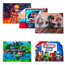 Kit 5 Livros Para Colorir Holográfico Menino 50 Folhas