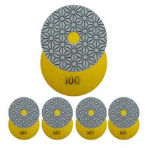 Kit 5 Lixas Diamantadas Seca e Úmida Floral Ouro 100 - Ø100mm