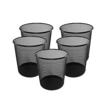 Kit 5 Lixeira Escritório Clássica Design Decorativo Reforçado Aramado Metal Telada Multiuso 10 Litros