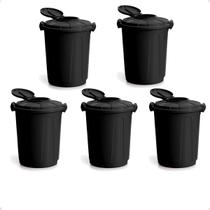 Kit 5 Lixeira Preta Cesto De Lixo Grande Cozinha 60 Litros